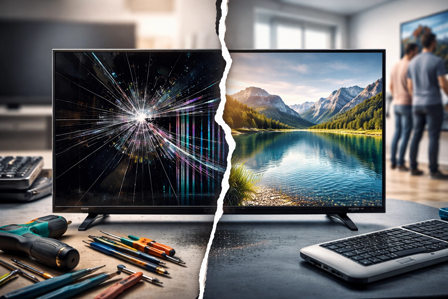 Σπασμένη οθόνη τηλεόρασης LG – Επισκευή ή Αντικατάσταση